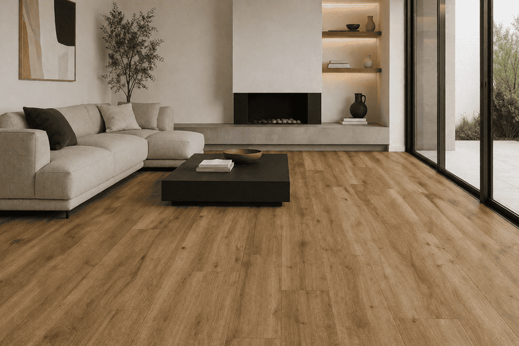 Piso Flotante Vinílico SPC Harsen Roble Natural Click ® GS-006 precio por m² caja de 2.22 m²
