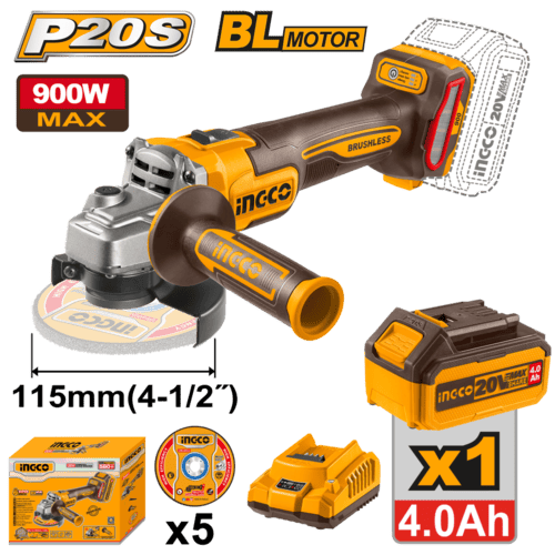 Amoladora Angular 115MM a Batería + 5 Discos + Bat 4.0Ah + Cargador CAGLI261521