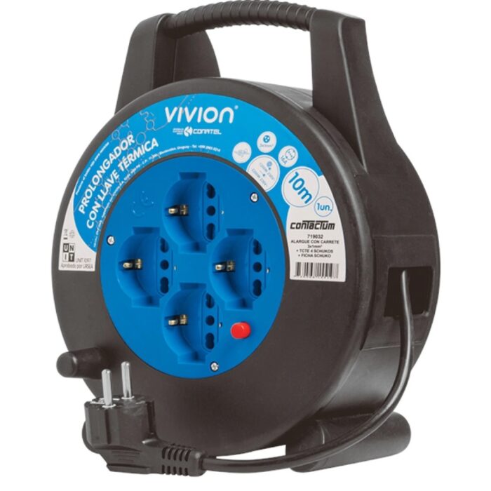 Alargue carrete 20 metros 4xSchuko a ficha Schuko Conatel