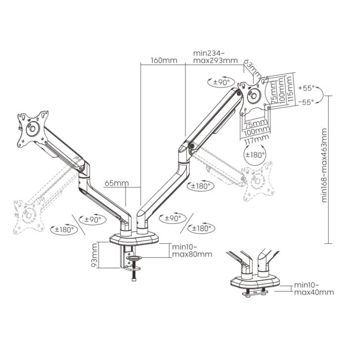 Soporte doble para monitor gaming hasta 32''