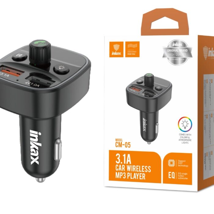 Cargador auto Inkax USB-Ax2 3.1a 15w MP3 / FM / BT