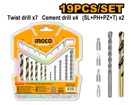 Set de 19 Brocas y Puntas para Destornillador INGCO